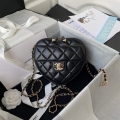 Chanel AS2927 heart clutch with chain Bag AP2784 Lambskin Black