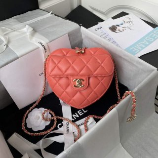 Chanel AS2927 heart clutch with chain Bag AP2784 Lambskin Pink