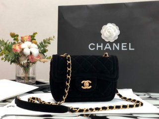 Chanel AS1115 Flap Bag Classic Velvet Black