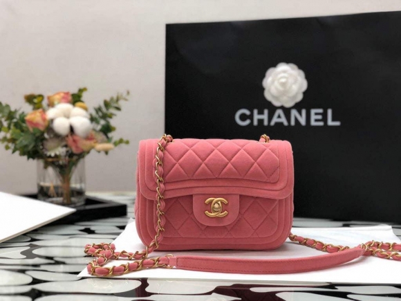 Chanel AS1115 Flap Bag Classic Velvet Pink