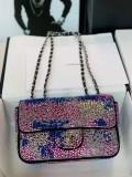 Chanel 2022 CF Flap Rhinestone Limited Edition Bag Sequins Red and Blue