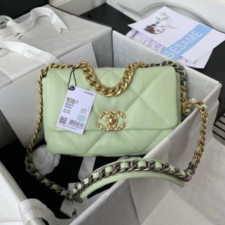 Chanel As1160 Chanel 19 Handbag Flap Lambskin B04852 94305 Green Gold