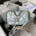 Chanel As1160 Chanel 19 Handbag Flap Lambskin B04852 94305 Light Blue Silver