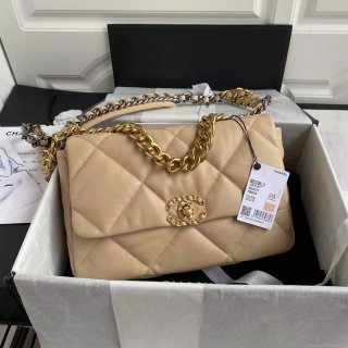 Chanel AS1161 Chanel 19 Large Flap Bag Lambskin B05179 Apricot Gold