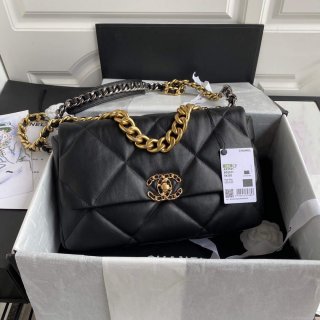 Chanel AS1161 Chanel 19 Large Flap Bag Lambskin B05179 Black Gold