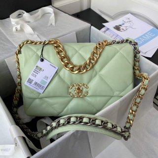 Chanel AS1161 Chanel 19 Large Flap Bag Lambskin B05179 Green Gold