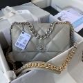 Chanel AS1161 Chanel 19 Large Flap Bag Lambskin B05179 Grey Silver