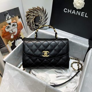 Chanel AS2478 Flap CC Wrapped Bag with Top Handle Black