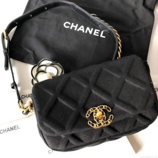 Chanel AS1163 Chanel Flap bag Velvet Black