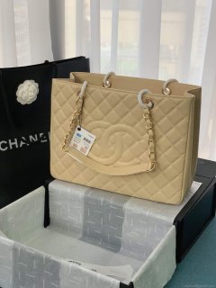 Chanel A50995 Matelasse GST Chain Tote bag caviar Calfskin leather Yellow Gold