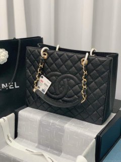 Chanel A50995 Matelasse GST Chain Tote bag caviar Calfskin leather Black Gold