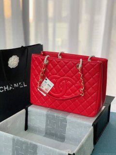 Chanel A50995 Matelasse GST Chain Tote bag caviar Calfskin leather Red Gold