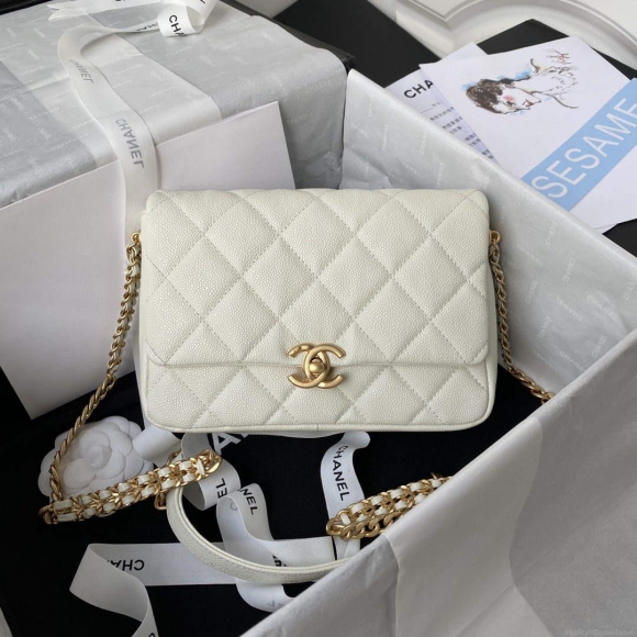 Chanel AS3108 Chanel Flap bag Grained Calfskin White