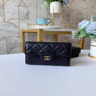 Chanel AP0214 Classic Card Holder Lambskin Black Gold