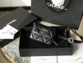 Chanel 21AW Chanel Mini 19 Flap bag Coin Purse With Chain Lambskin Black