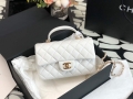 Chanel AS2431 Mini flap Lambskin bag with top handle White Light gold