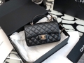 Chanel AS2431 Mini flap Lambskin bag with top handle Black Light gold