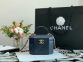 Chanel A99077 Vanity With Chain Lambskin Gold Tone Navy Blue