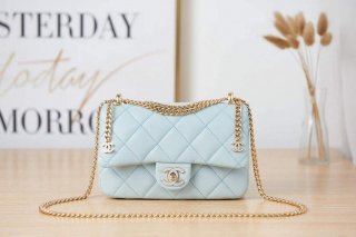 Chanel AS3114 Flap Bag Lambskin Light Blue