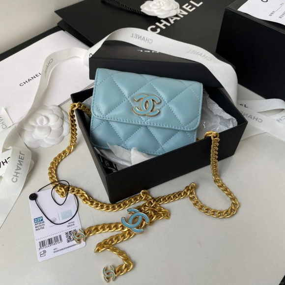 Chanel AP2635 Clutch With Chain Lambskin Blue