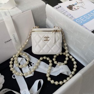 Chanel AP2581 Small Vanity with Chain lambskin White