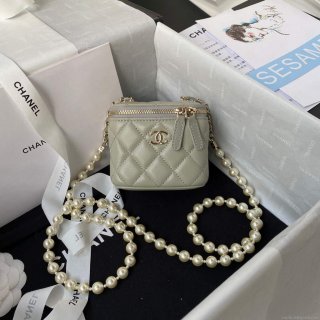 Chanel AP2581 Small Vanity with Chain lambskin Gray