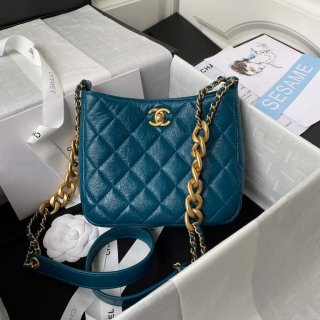 Chanel AS3112 Hobo Handbag Lambskin Blue