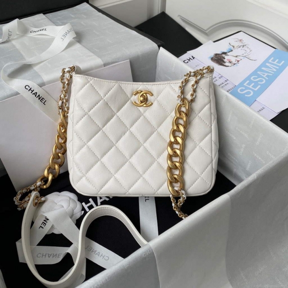 Chanel AS3112 Hobo Handbag Lambskin White