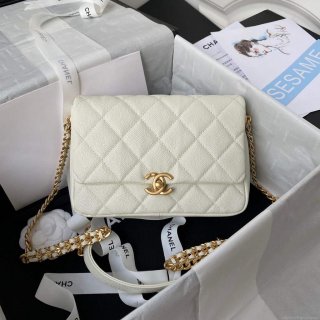 Chanel AS3103 Chanel 19 Handbag Calfskin White