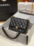 Chanel AS3206 Small Flap bag lambskin gold Black