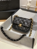 Chanel AS3205 Mini Flap bag lambskin gold Black