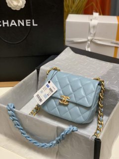 Chanel AS3205 Mini Flap bag lambskin gold Blue