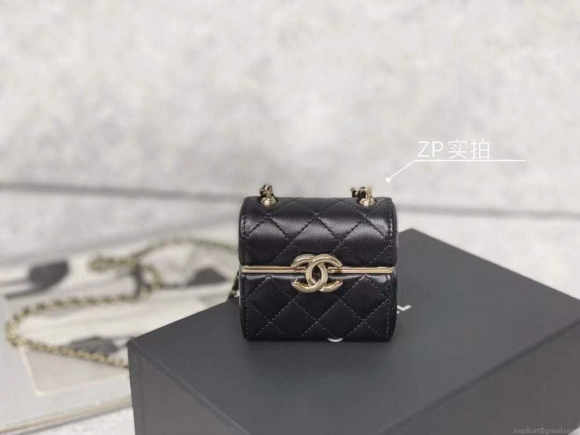 Chanel AP2655 Mini box with chain lambskin Black