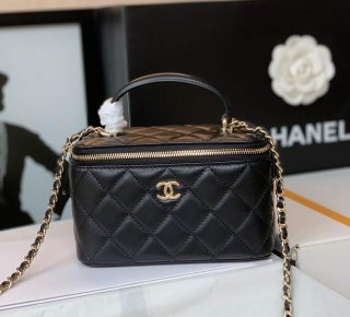 Chanel AP2550 Vanity with Chain Goatskin Black