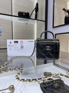 Chanel AP2198 Small Vanity With Chain and Top Handle Bag Lambskin Black