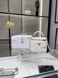 Chanel AP2198 Small Vanity With Chain and Top Handle Bag Lambskin White