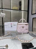 Chanel Small Vanity With Chain and Top Handle Bag Lambskin AP2198 Pink