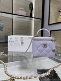 Chanel Small Vanity With Chain and Top Handle Bag Lambskin AP2198 Purple