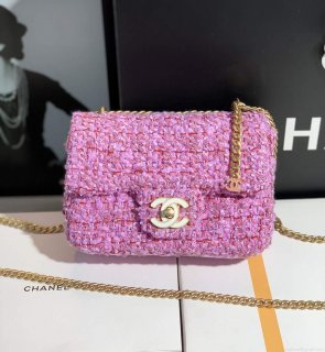 Chanel AS1116 Mini Flap bag 18cm Tweed Pink