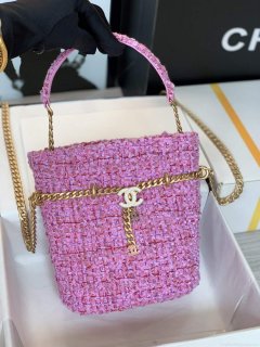 Chanel AS3117 Bucket Bag Tweed Pink