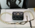 Chanel AP2654 Belt bag lambskin Imitation Pearls gold Black