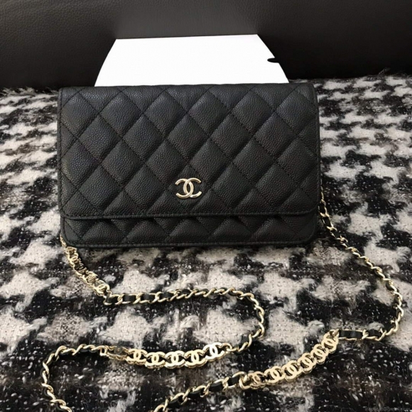 Chanel A68060 Wallet on Chain bag Grained Calfskin gold Black