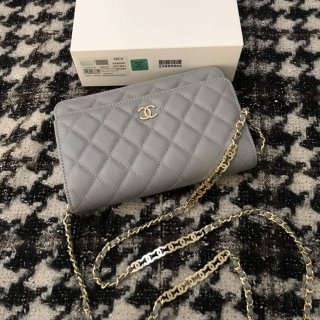 Chanel A68060 Wallet on Chain bag Grained Calfskin gold Grey