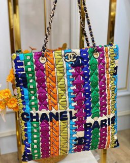 Chanel AS2896 Large Shopping Bag Printed fabric Metal Multicolor