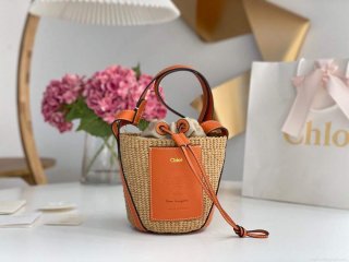 Chloé CHC22SS391G56101 Small Basket Tote Bag Orange