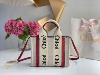 Chloe 385E6690U Small Woody Tote Bag Red