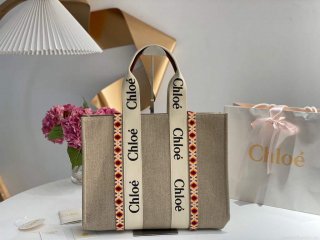 Chloe 382E6690U Large Woody Tote Bag Orange