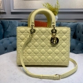 Dior M0566 Large Lady Dior Cannage Calfskin Bag Yellow