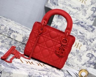 Dior M0505 Mini Dior Lady Bag Red Cannage Lambskin