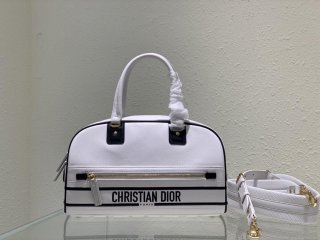 Dior M6202 Medium Dior Vibe Zip Bowling Bag White Smooth Calfskin